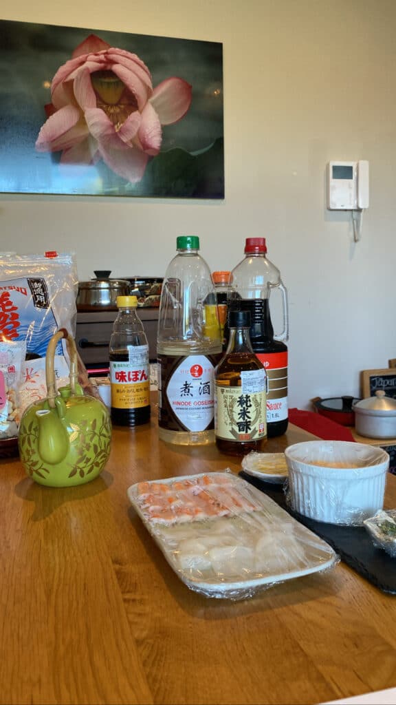 foods and seasoning on
<p>table