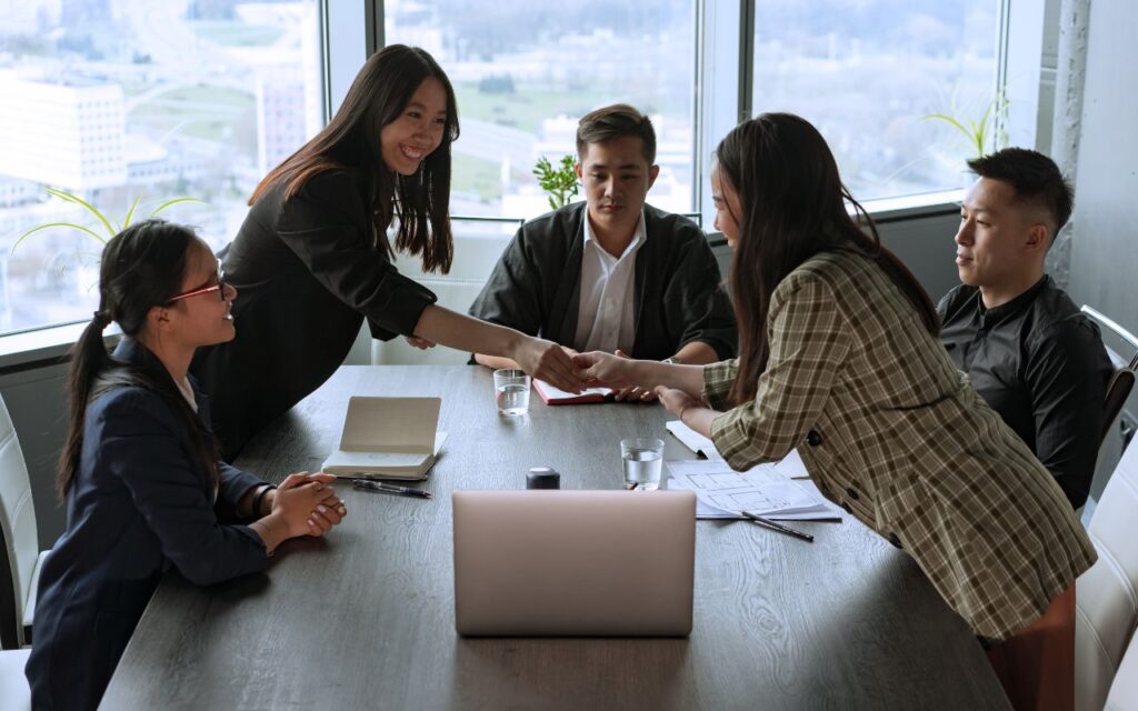 a meeting at the office