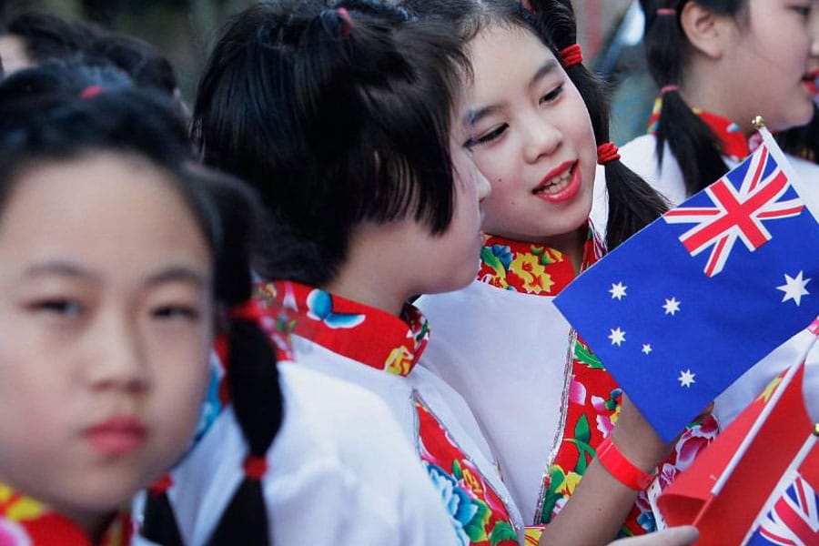 girl holding australian flag